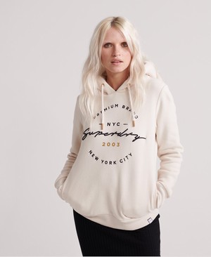 Superdry Applique Női Kapucnis Pulóver Fehér | PHVTF0823